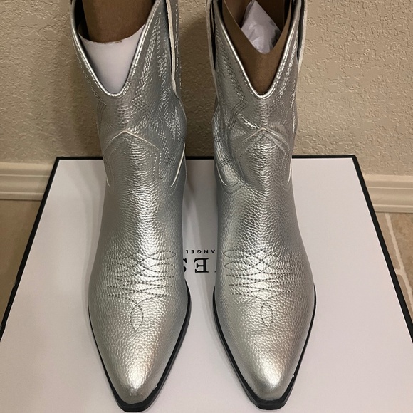 Silver Metallic Cowboy Booties - Picture 1 of 6